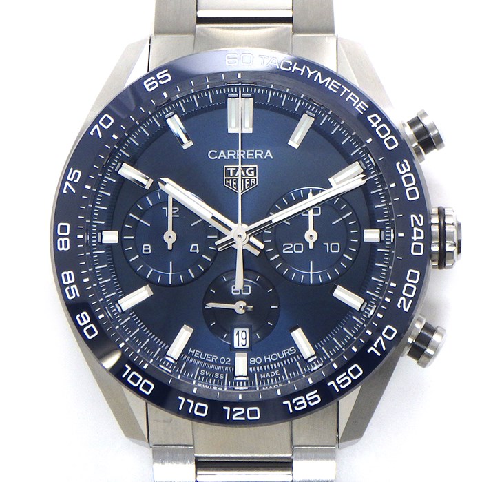 タグ・ホイヤー TAG Heuer 腕時計 カレラ クロノグラフ CBN2A1A.BA0643 デイト タキメーター スモールセコンド 裏スケ サンレイ ブルー文字盤 SS 自動巻き 【箱・保付き】 【中古】