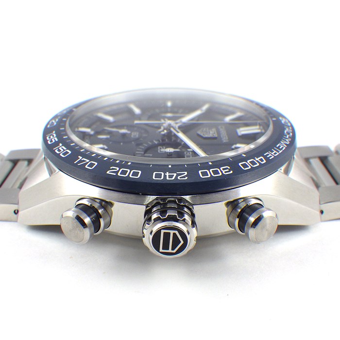 タグ・ホイヤー TAG Heuer 腕時計 カレラ クロノグラフ CBN2A1A.BA0643 デイト タキメーター スモールセコンド 裏スケ サンレイ ブルー文字盤 SS 自動巻き 【箱・保付き】 【中古】