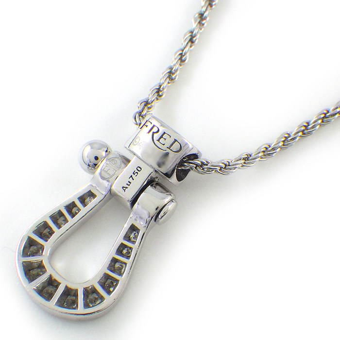 フレッド FRED ネックレス フォース10 ミディアム パヴェ ダイヤモンド K18WG 【中古】