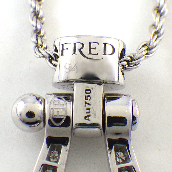 フレッド FRED ネックレス フォース10 ミディアム パヴェ ダイヤモンド K18WG 【中古】