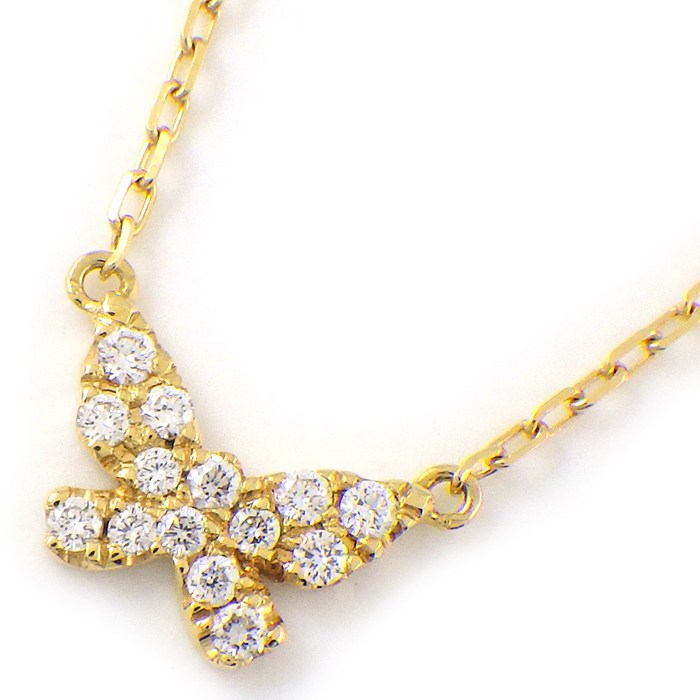 アーカー AHKAH ネックレス バタフライ VC0163010100 パヴェ ダイヤモンド 計0.06ct K18YG 【中古】