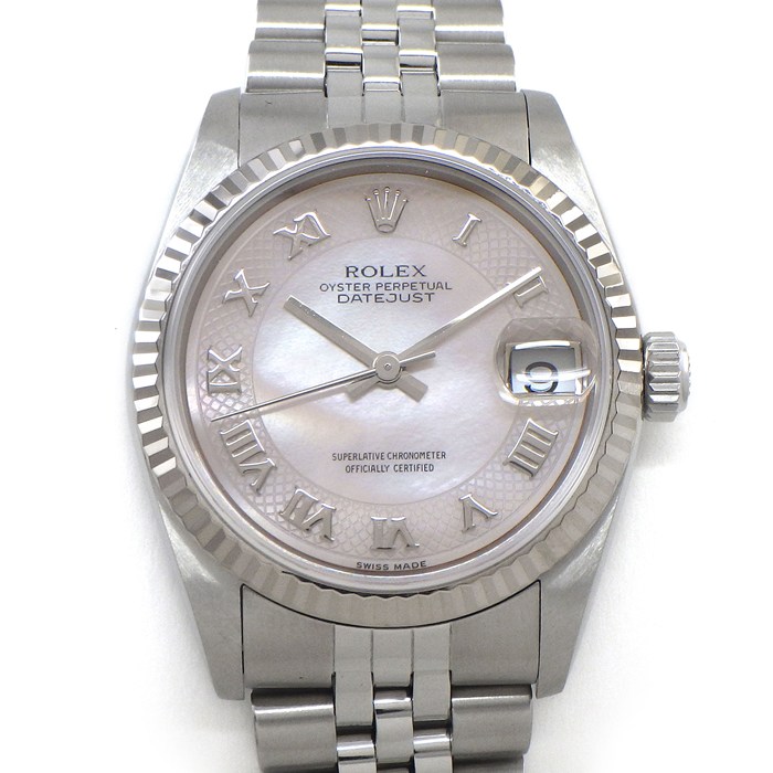 ロレックス Rolex 腕時計 デイトジャスト 78274NR Y番 2002年 ローマンインデックス ピンク マザーオブパール文字盤 フルーテッドベゼル ジュビリーブレス K18WG SS 自動巻き 【中古】