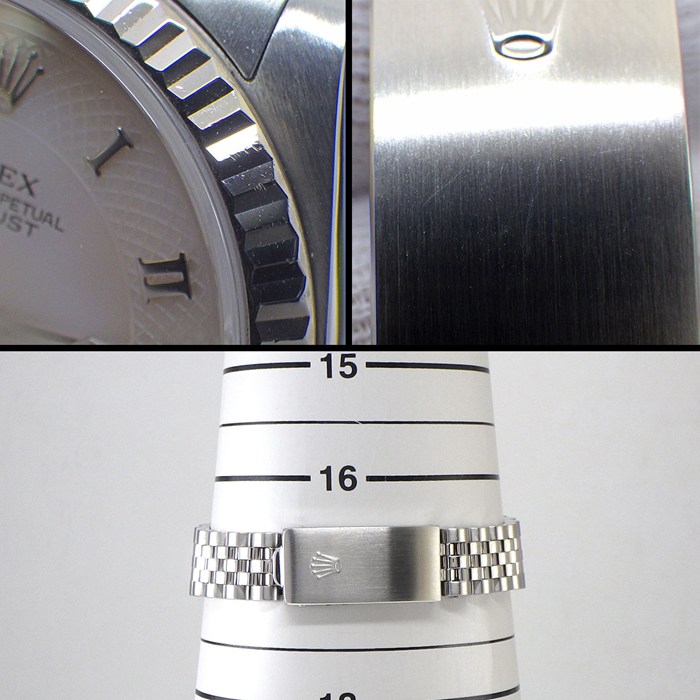 ロレックス Rolex 腕時計 デイトジャスト 78274NR Y番 2002年 ローマンインデックス ピンク マザーオブパール文字盤 フルーテッドベゼル ジュビリーブレス K18WG SS 自動巻き 【中古】