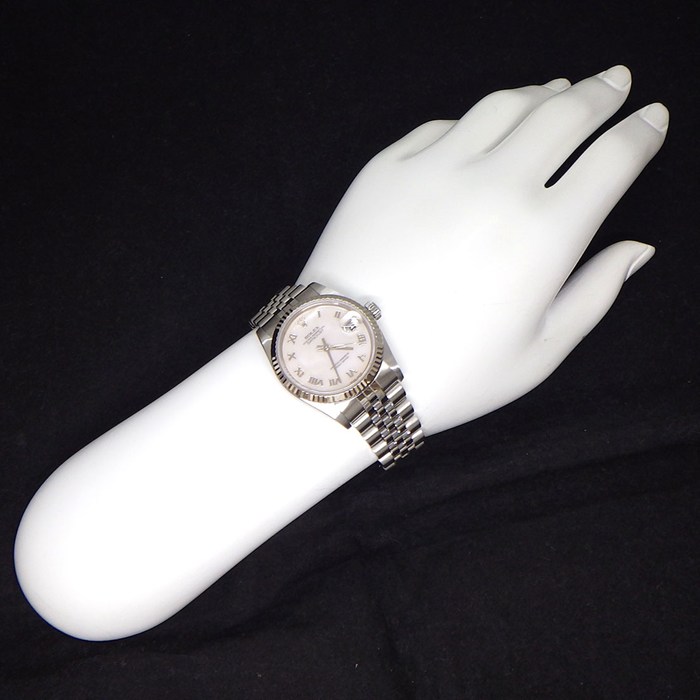 ロレックス Rolex 腕時計 デイトジャスト 78274NR Y番 2002年 ローマンインデックス ピンク マザーオブパール文字盤 フルーテッドベゼル ジュビリーブレス K18WG SS 自動巻き 【中古】