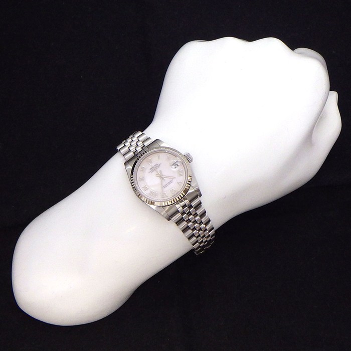 ロレックス Rolex 腕時計 デイトジャスト 78274NR Y番 2002年 ローマンインデックス ピンク マザーオブパール文字盤 フルーテッドベゼル ジュビリーブレス K18WG SS 自動巻き 【中古】