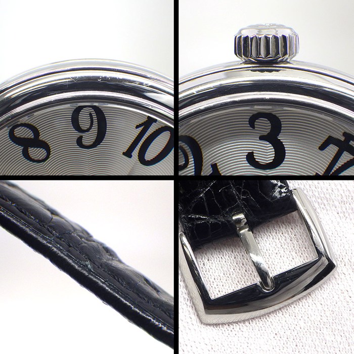 フランクミュラー FRANCK MULLER 腕時計 ラウンド ヴィンテージ 7391BS6 シルバー ギョーシェ文字盤 スモールセコンド 裏スケ レザーベルト SS 手巻き 【中古】