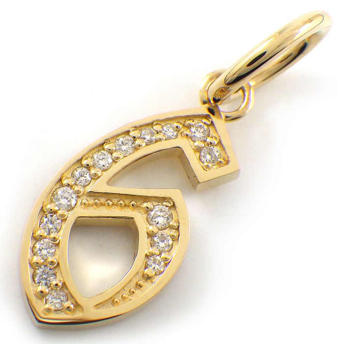 【ダイヤモンド】 ペンダントトップ 数字 モチーフ ナンバー 6 ダイヤモンド 計0.08ct K18YG