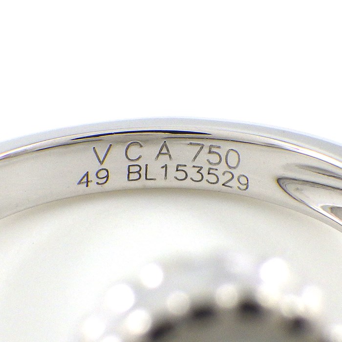 ヴァンクリーフ&アーペル Van Cleef & Arpels リング ヴィンテージ アルハンブラ VCARF48900 1ポイント ダイヤモンド 0.05ct ホワイト シェル K18WG 8.5号 / #49 【中古】