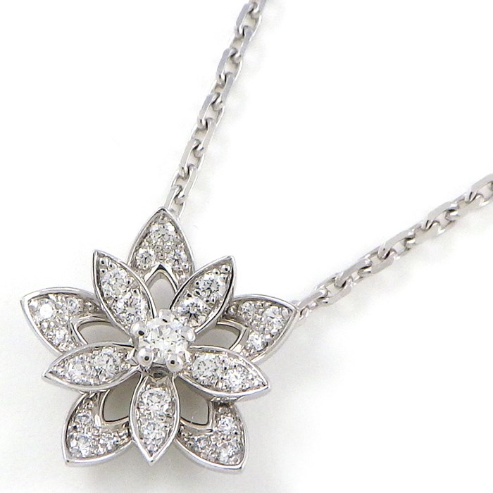 ヴァンクリーフ＆アーペル Van Cleef & Arpels ネックレス ロータス ミニモデル VCARP0ZW00 26ポイント ダイヤモンド 0.15ct K18WG 【中古】