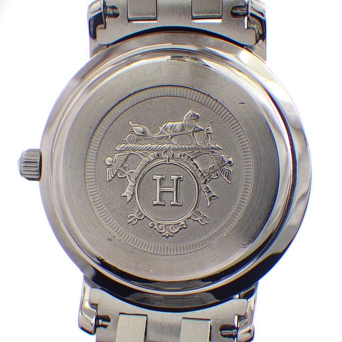 エルメス HERMES 腕時計 クリッパー CL4.210 デイト サンレイ グレー文字盤 SS クオーツアナログ 【OH済み】 【箱・保付き】 【中古】