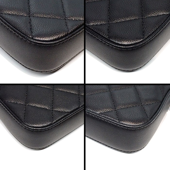 シャネル CHANEL ショルダーバッグ マトラッセ シェヴロン チェーンウォレット ブラック ソフトグレインドカーフスキン シルバー金具 【中古】