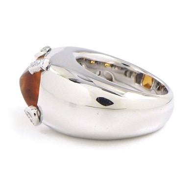 クリスチャンディオール Christian Dior リング ロゴ スクエア バフトップカット シトリン K18WG 9.5号 / #50 【中古】