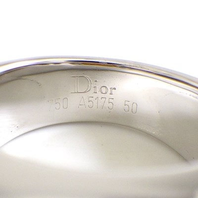 クリスチャンディオール Christian Dior リング ロゴ スクエア バフトップカット シトリン K18WG 9.5号 / #50 【中古】
