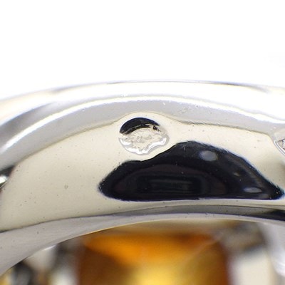 クリスチャンディオール Christian Dior リング ロゴ スクエア バフトップカット シトリン K18WG 9.5号 / #50 【中古】