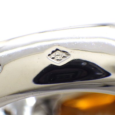 クリスチャンディオール Christian Dior リング ロゴ スクエア バフトップカット シトリン K18WG 9.5号 / #50 【中古】