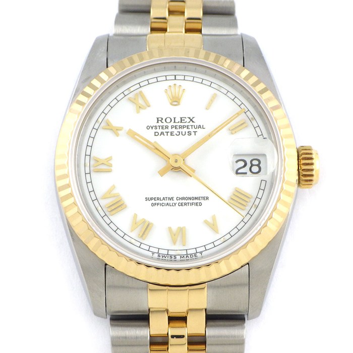 ロレックス Rolex 腕時計 デイトジャスト 68273 S番 1993年製 ローマンインデックス フルーテッドベゼル ジュビリーブレス 夜光インデックス 夜光針 ホワイト文字盤 K18YG SS 自動巻き 【中古】