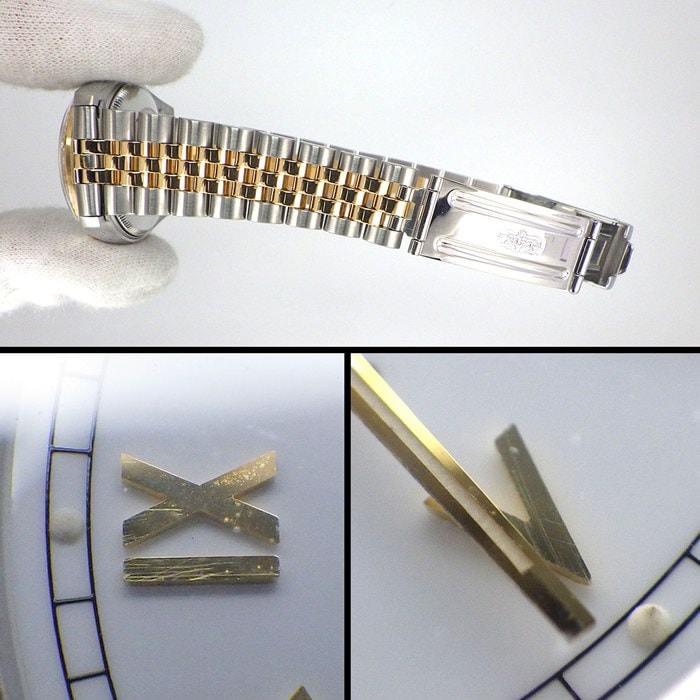 ロレックス Rolex 腕時計 デイトジャスト 68273 S番 1993年製 ローマンインデックス フルーテッドベゼル ジュビリーブレス 夜光インデックス 夜光針 ホワイト文字盤 K18YG SS 自動巻き 【中古】
