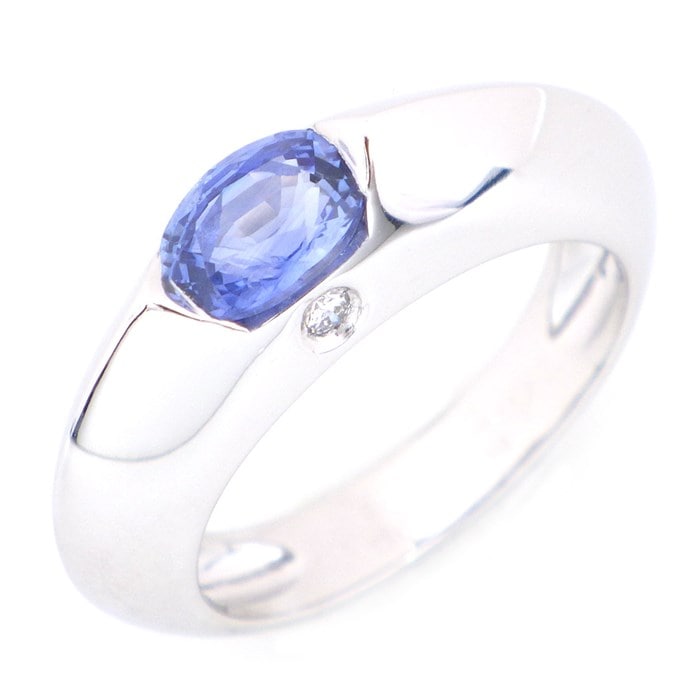 【ピアジェ PIAGET】リング オーラ 1ポイント オーバルカット サファイア 1ポイント ダイヤモンド K18WG 12.5号 / #53