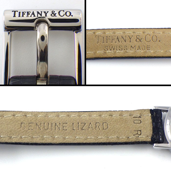 ティファニー Tiffany & Co. 腕時計 アトラス S0640 サテン仕上げ シルバー文字盤 SV925 ブラック リザード レザーベルト クオーツアナログ 【箱・保付き】 【中古】