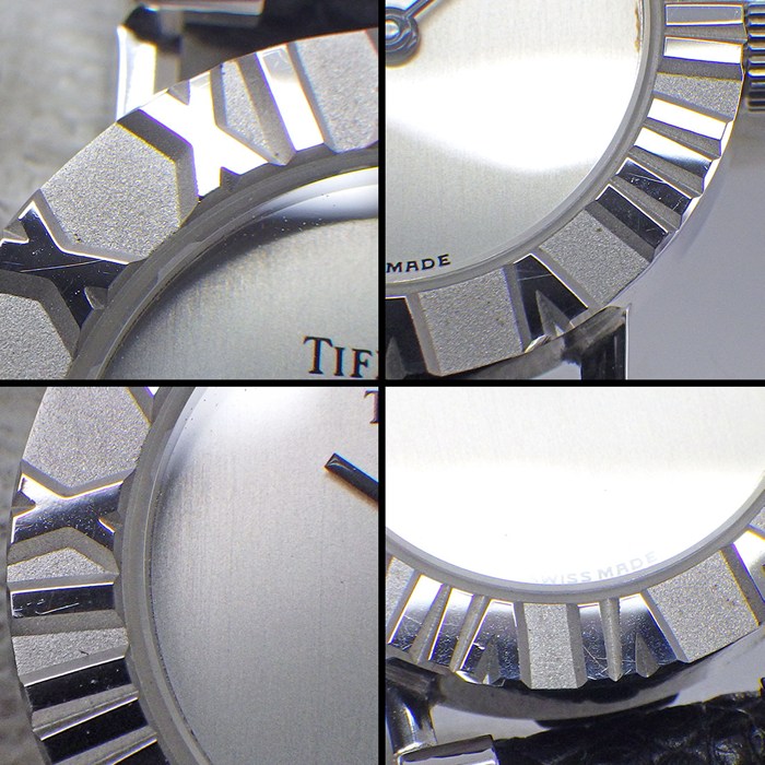 ティファニー Tiffany & Co. 腕時計 アトラス S0640 サテン仕上げ シルバー文字盤 SV925 ブラック リザード レザーベルト クオーツアナログ 【箱・保付き】 【中古】