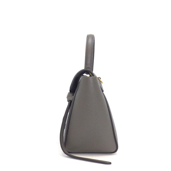 セリーヌ CELINE ハンドバッグ/ショルダーバッグ ベルトバッグ ナノ 189003ZVA.10DC グレー カーフスキン ゴールド金具 【中古】