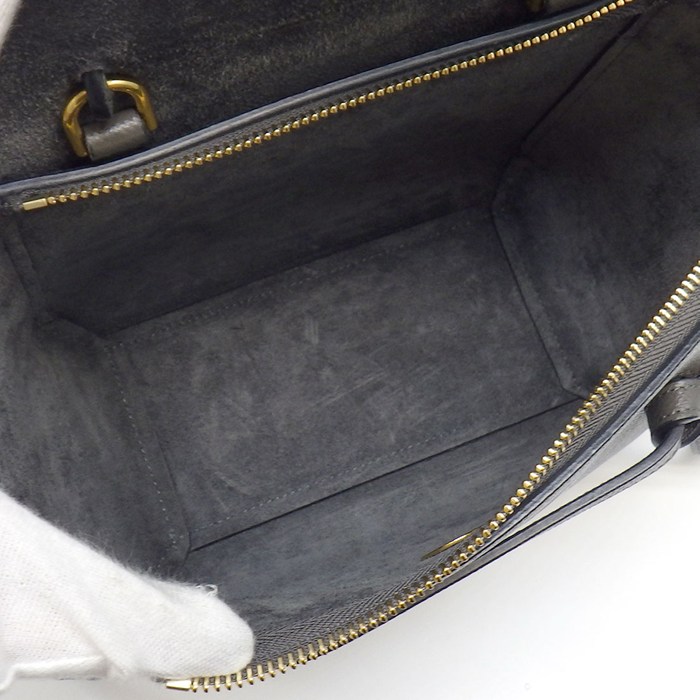 セリーヌ CELINE ハンドバッグ/ショルダーバッグ ベルトバッグ ナノ 189003ZVA.10DC グレー カーフスキン ゴールド金具 【中古】
