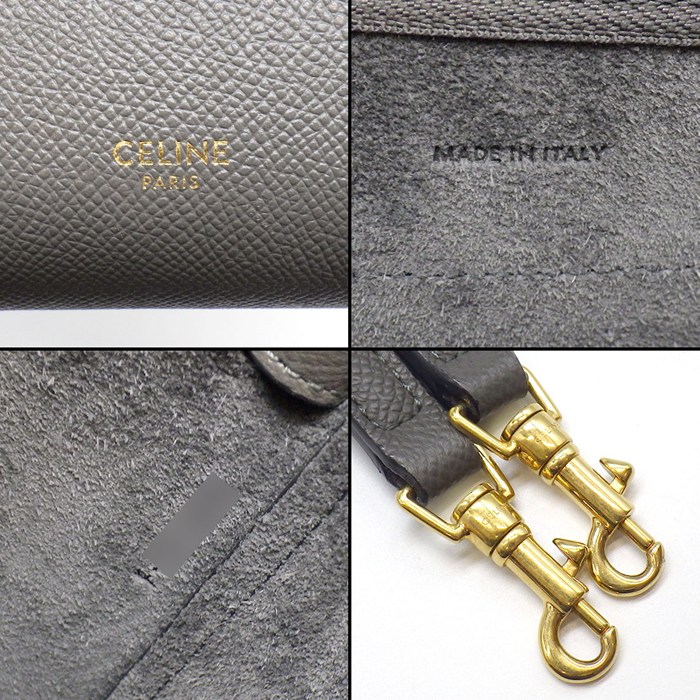 セリーヌ CELINE ハンドバッグ/ショルダーバッグ ベルトバッグ ナノ 189003ZVA.10DC グレー カーフスキン ゴールド金具 【中古】