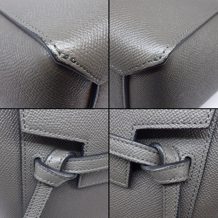 セリーヌ CELINE ハンドバッグ/ショルダーバッグ ベルトバッグ ナノ 189003ZVA.10DC グレー カーフスキン ゴールド金具 【中古】