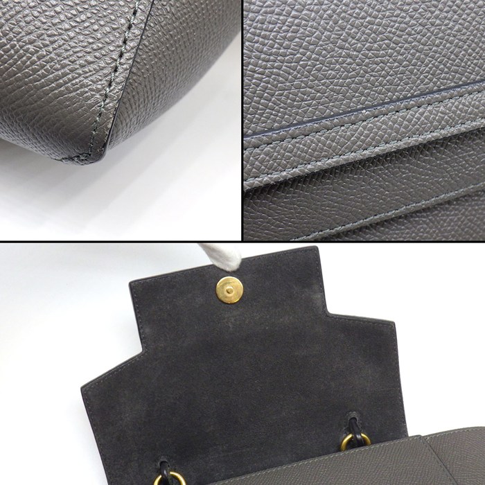 セリーヌ CELINE ハンドバッグ/ショルダーバッグ ベルトバッグ ナノ 189003ZVA.10DC グレー カーフスキン ゴールド金具 【中古】