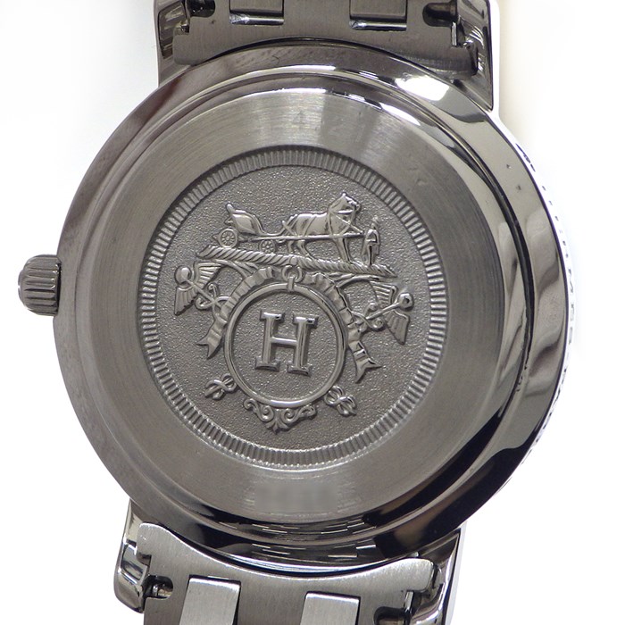 エルメス HERMES 腕時計 クリッパー CL4.210 デイト サンレイ ブルー文字盤 SS クオーツアナログ 【中古】