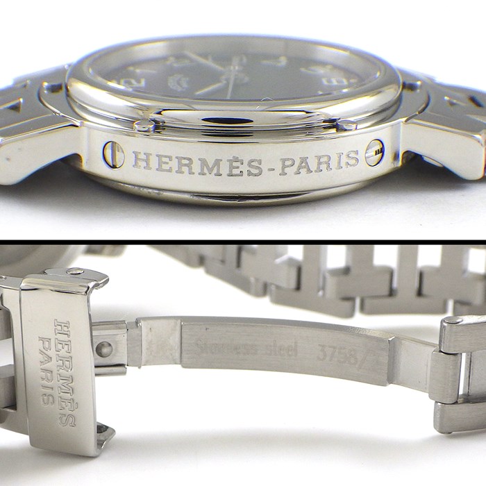 エルメス HERMES 腕時計 クリッパー CL4.210 デイト サンレイ ブルー文字盤 SS クオーツアナログ 【中古】