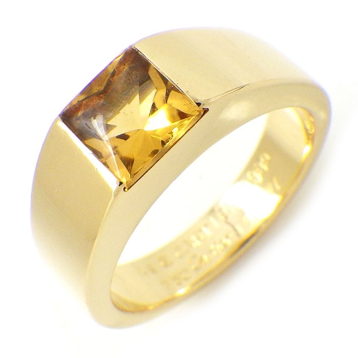 カルティエ Cartier リング タンク SM スクエアカット シトリン K18YG 
