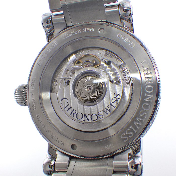 クロノスイス CHRONOSWISS 腕時計 レギュレーター クラシック 41mm CH-8773-BL/SO スモールセコンド 裏スケ 夜光針 ネイビー文字盤 SS 自動巻き 【箱・保付き】 【中古】