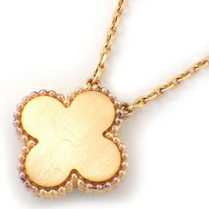 ヴァンクリーフ＆アーペル Van Cleef & Arpels ネックレス ヴィンテージアルハンブラ 2011年 クリスマス ホリデー限定モデル カーネリアン 1ポイント ダイヤモンド K18PG 【箱・保付き】 【中古】