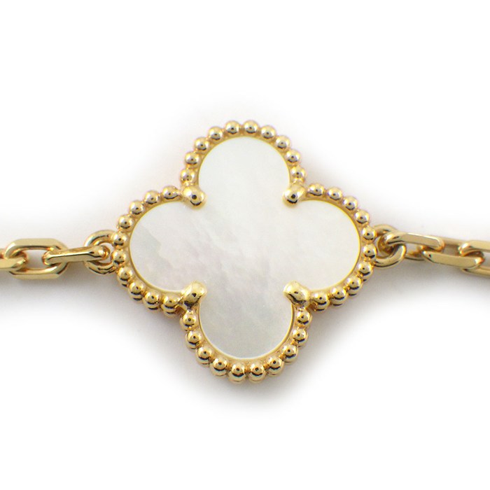 ヴァンクリーフ&アーペル Van Cleef & Arpels ブレスレット ヴィンテージアルハンブラ 5モチーフ VCARA41800 ホワイト シェル K18YG 【中古】