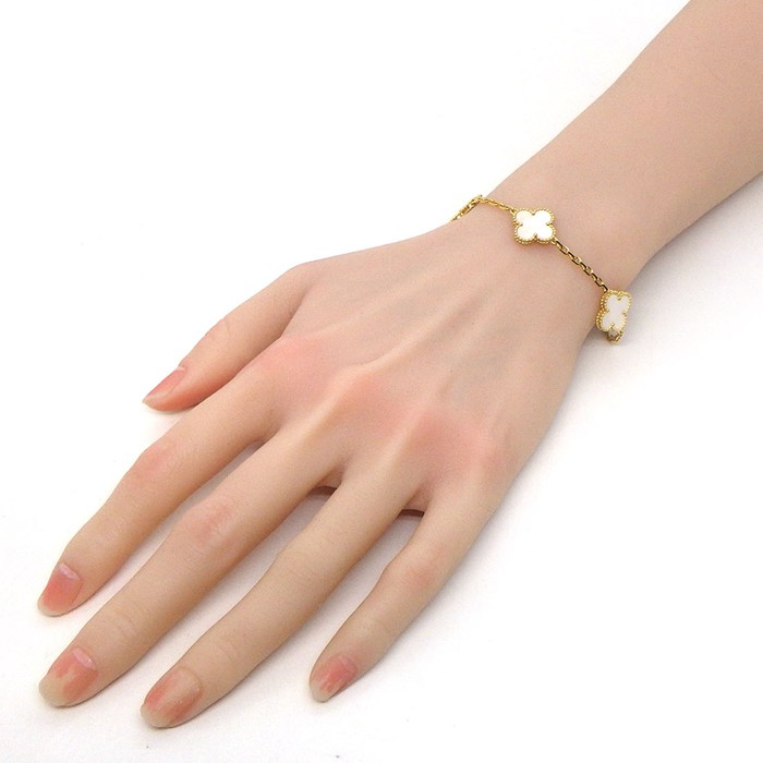 ヴァンクリーフ&アーペル Van Cleef & Arpels ブレスレット ヴィンテージアルハンブラ 5モチーフ VCARA41800 ホワイト シェル K18YG 【中古】