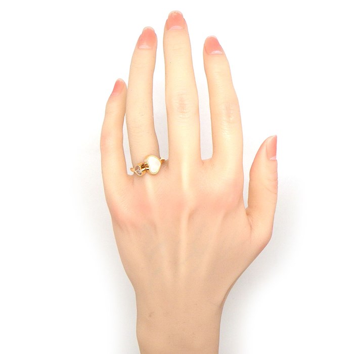 ショパール Chopard リング ハッピー ハート 829482-5300 ムービング ホワイト シェル 1ポイント ダイヤモンド 0.05ct K18PG 10号 【中古】