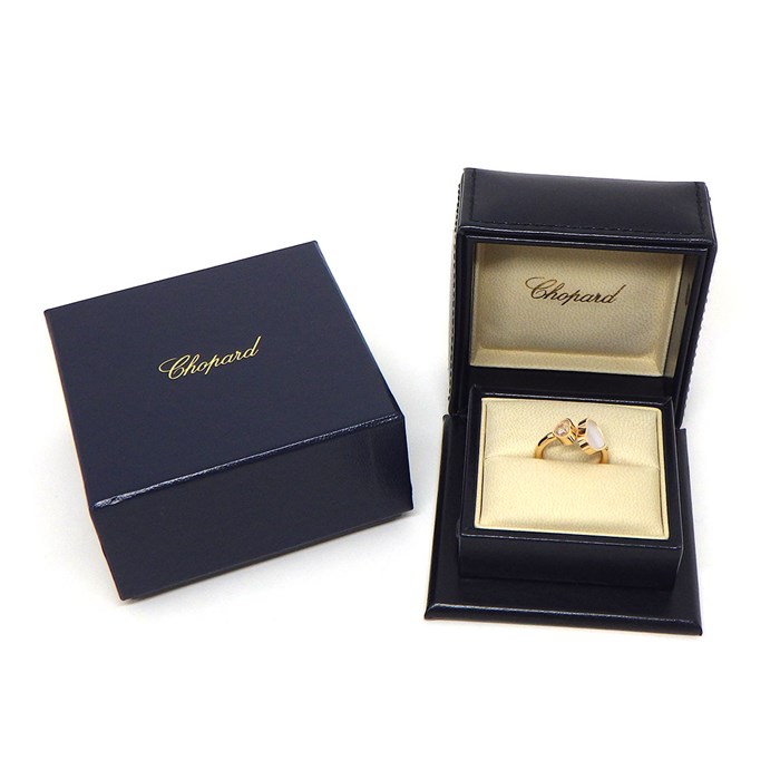 ショパール Chopard リング ハッピー ハート 829482-5300 ムービング ホワイト シェル 1ポイント ダイヤモンド 0.05ct K18PG 10号 【中古】