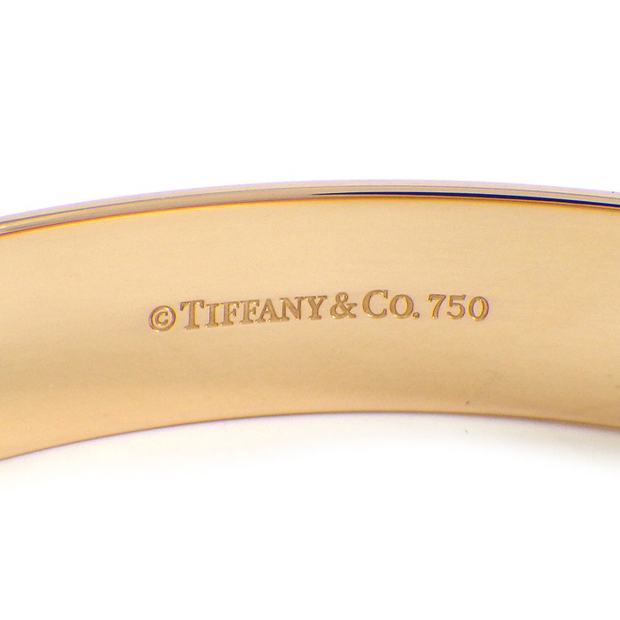 ティファニー Tiffany & Co. バングル ロック 鍵穴 ニューヨーク ロゴ 2ポイント ダイヤモンド K18PG 【中古】