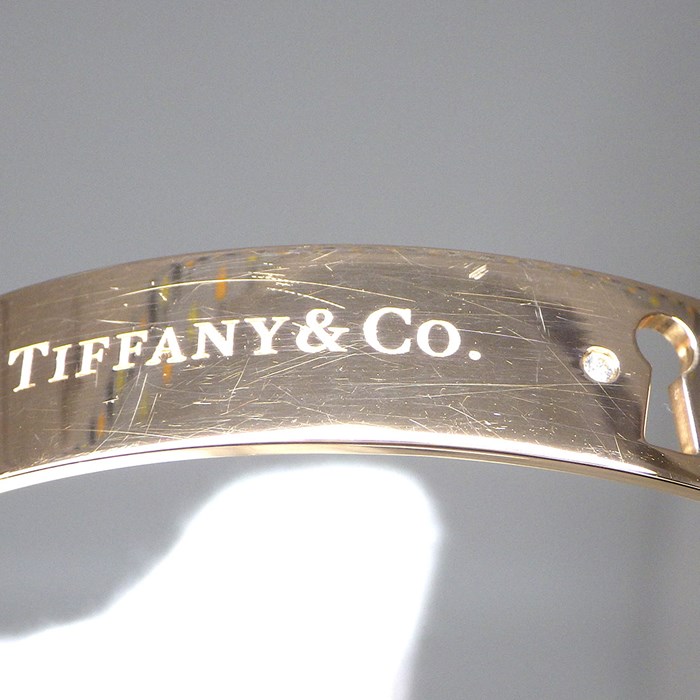 ティファニー Tiffany & Co. バングル ロック 鍵穴 ニューヨーク ロゴ 2ポイント ダイヤモンド K18PG 【中古】