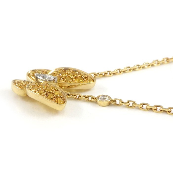 ヴァンクリーフ＆アーペル Van Cleef & Arpels ネックレス ドゥ パピヨン VCARO3M300 バタフライ パヴェ 34ポイント イエローサファイア 計0.88ct 2ポイント ダイヤモンド 計0.2ct K18YG 【中古】