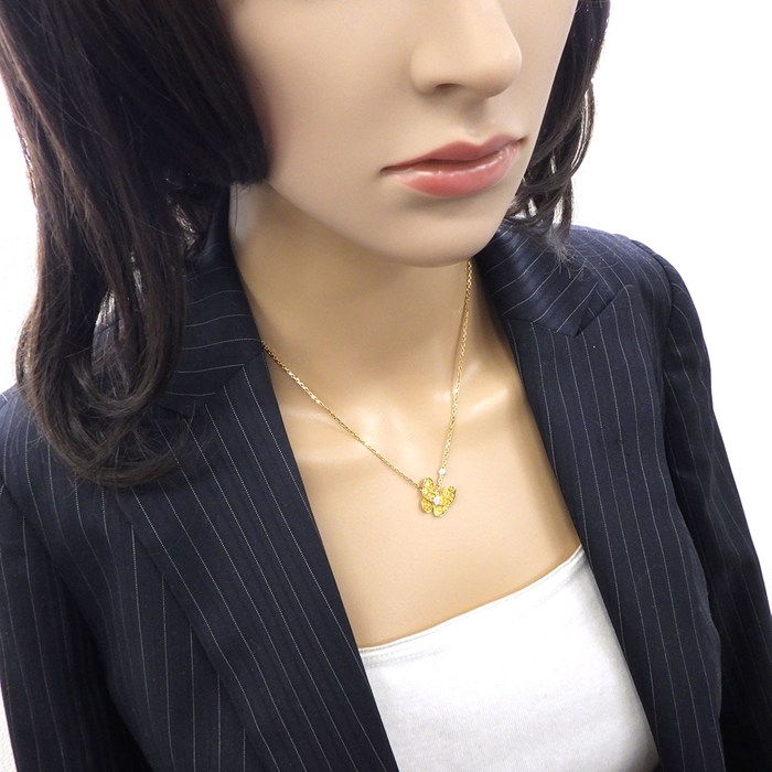 ヴァンクリーフ＆アーペル Van Cleef & Arpels ネックレス ドゥ パピヨン VCARO3M300 バタフライ パヴェ 34ポイント イエローサファイア 計0.88ct 2ポイント ダイヤモンド 計0.2ct K18YG 【中古】