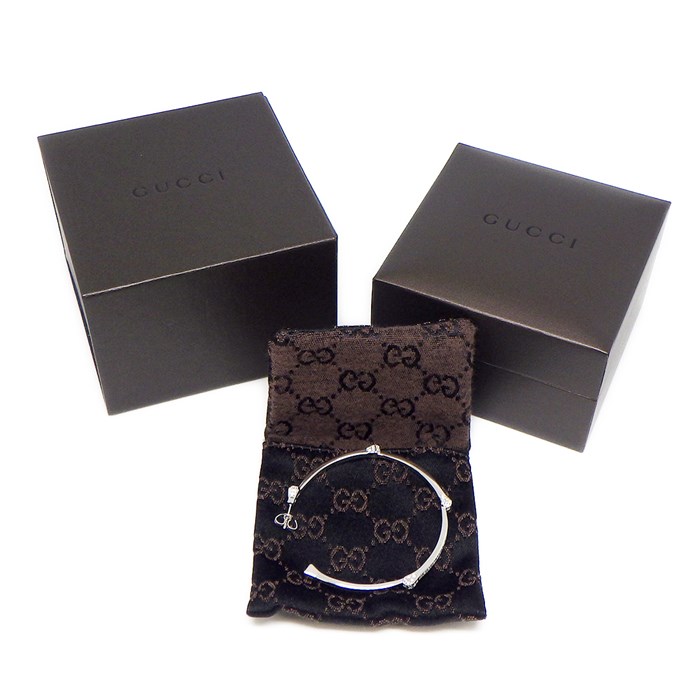 グッチ GUCCI ピアス フープ パヴェ ダイヤモンド K18WG ※片方のみ 【中古】