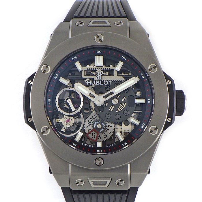 【ウブロ Hublot】腕時計 ビッグバン メカ10 414.NI.1123.RX スケルトン文字盤 パワーリザーブ10日間 スモールセコンド チタン ブラック ラバー 黒 手巻き