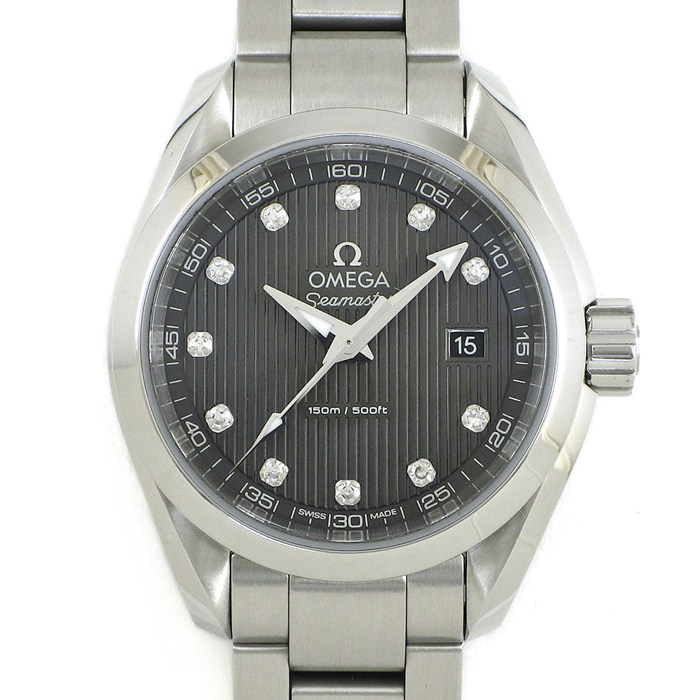 オメガ OMEGA 腕時計 シーマスター アクアテラ 150M 231.10.30.60.56.001 デイト 11ポイント ダイヤインデックス ストライプ グレー文字盤 SS クオーツアナログ 【中古】