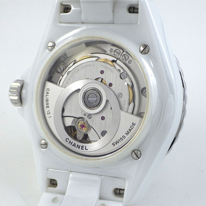 シャネル CHANEL 腕時計 J12 H5700 デイト 裏スケ 夜光インデックス 夜光針 回転ベゼル ホワイト 文字盤 セラミック 自動巻き 【箱・保付き】 【中古】