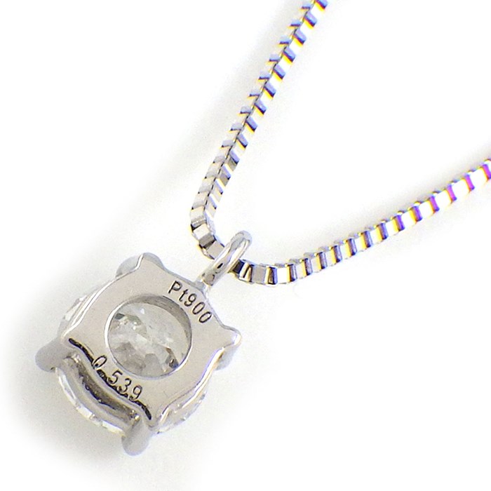 【ダイヤモンド】 ネックレス 1ポイント ラウンドブリリアントカット ダイヤモンド 0.539ct(E/SI1/VG) PT900 PT850 【中古】