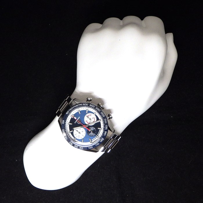 タグ・ホイヤー TAG Heuer 腕時計 カレラ スポーツクロノ CBN2A1E.BA0643 160周年記念モデル サンレイ ブルー文字盤 デイト クロノグラフ タキメーター スモールセコンド セラミック SS 自動巻き 【OH済み】　【箱・保付き】 【中古】