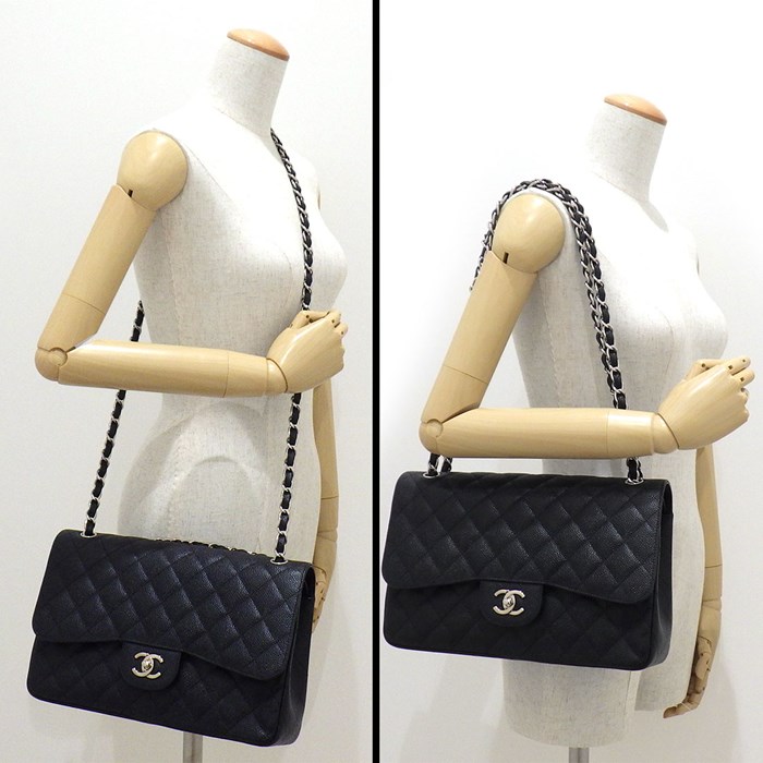 シャネル CHANEL ハンドバッグ ショルダーバッグ マトラッセ 30 クラシック ラージ 2014年 A58600 Y01588 C3906 ブラック ボルドー グレインドカーフスキン シルバー金具 【中古】