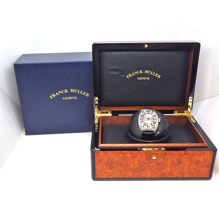 フランクミュラー FRANCK MULLER 腕時計 トノウ カーベックス アイアン クロコ 8880SCIRONCRO シルバー 鏡面 クロコ柄 文字盤 SS ブラック クロコダイル レザーベルト 黒 自動巻き 【中古】
